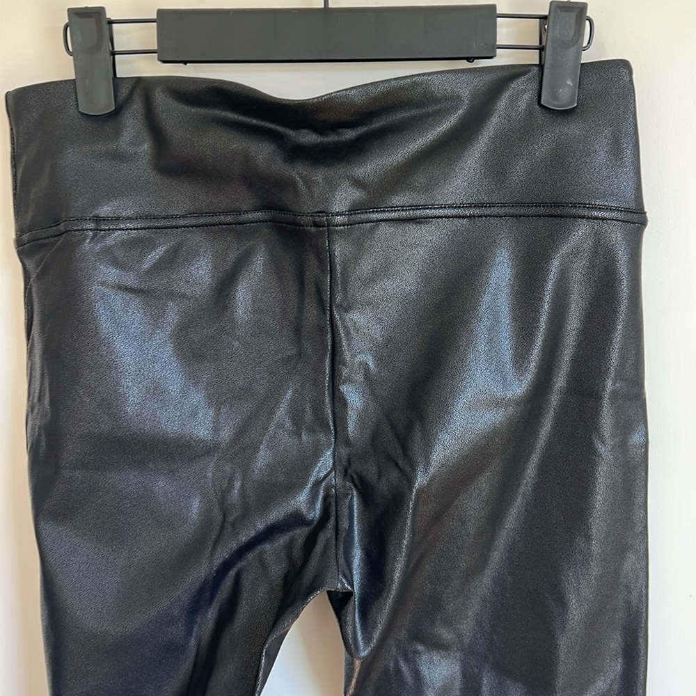 🕶️New Black Faux Leather Leggings Ankle Skinny Pants LARGE Stretch Slimming - Picture 10 of 10